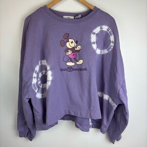 Disney Mickey Mouse Purple Tie Dye Slightly Cropped Crewneck